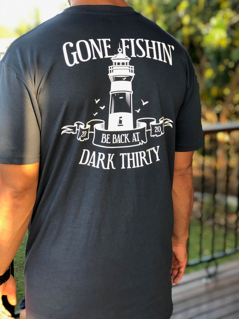 Gone Fishing Be Back at Dark Thirty T-shirt' Sticker